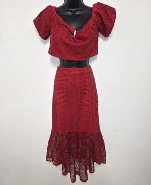 NWT Two Sisters the Label Serena Set Crochet Top and Skirt Red sz 8 TS419